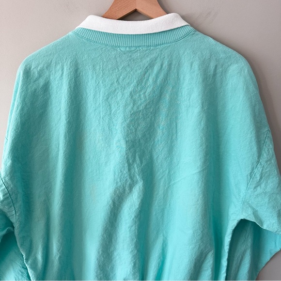 Vintage 90s Teal Graphic Pullover Las Vegas Travel Patch Collared Large - Picture 5 of 14